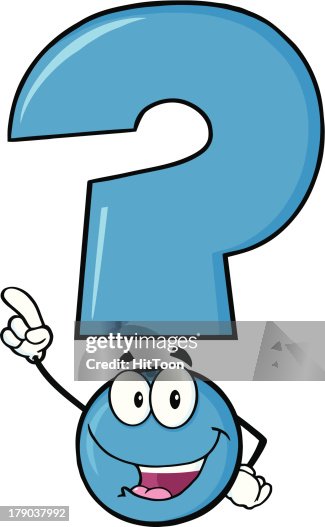Happy Blue Question Mark Cartoon Character Pointing With Finger High ...