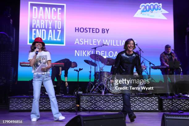 Nikki DeLoach and Ashley Williams speak onstage for Nashville 2000s Dance Party to End ALZ benefiting the Alzheimer's Association at Wildhorse Saloon...