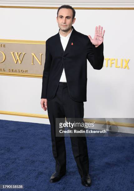 Khalid Abdalla attends the Los Angeles premiere of Netflix's "The Crown" Season 6 Part 1 at Regency Village Theatre on November 12, 2023 in Los...