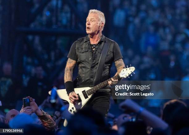 James Hetfield of Metallica performs at Ford Field on November 12, 2023 in Detroit, Michigan.