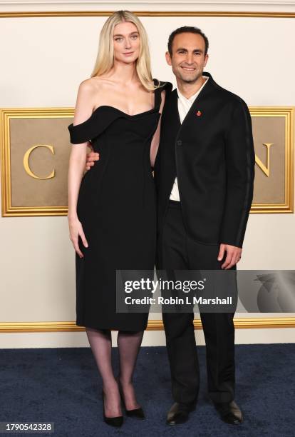 Elizabeth Debicki and Khalid Abdalla attend the Los Angeles Premiere of Netflix's "The Crown" Season 6 Part 1 at Regency Village Theatre on November...