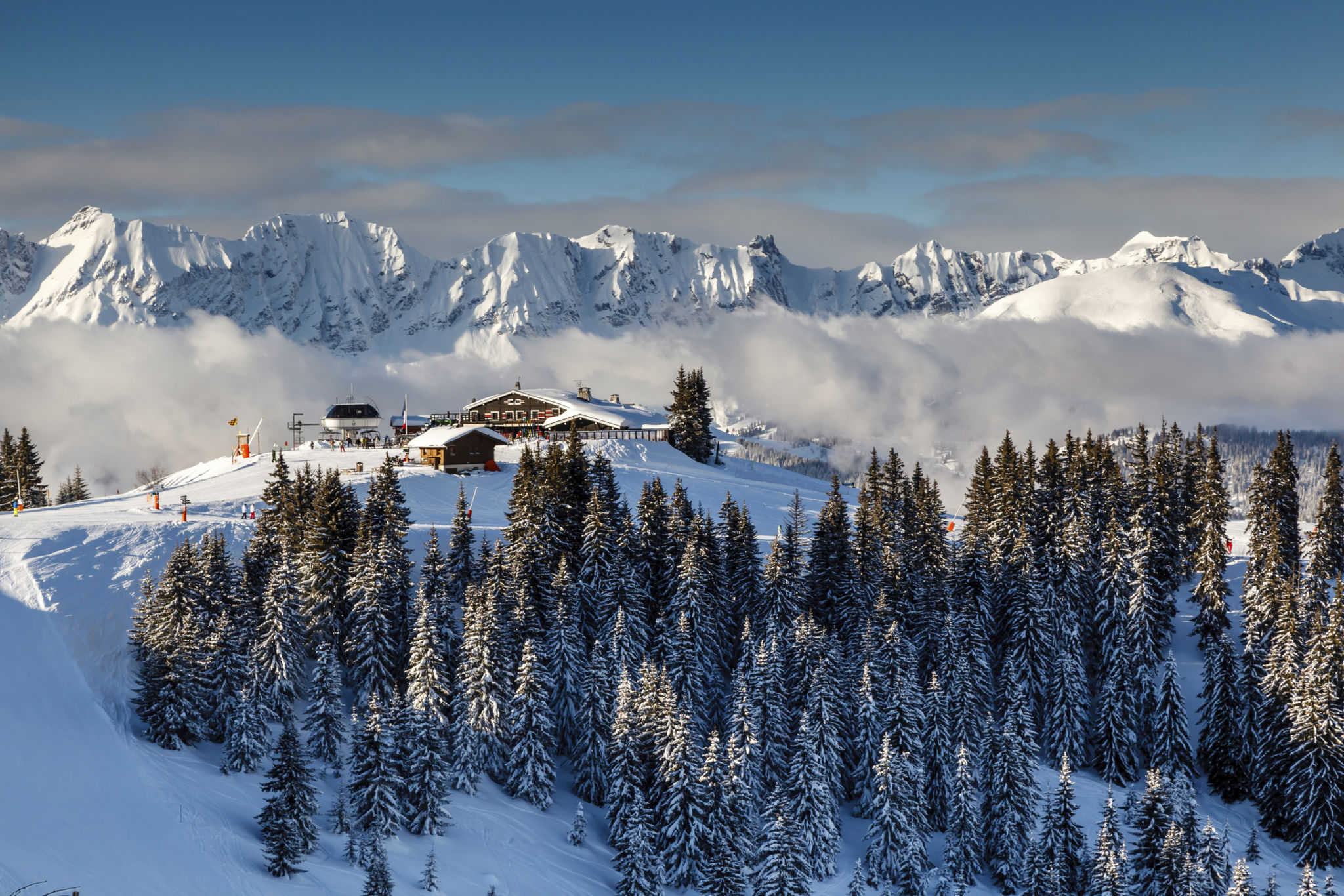 Ski Restaurant on the Mountain Peak near Megeve Ski Restaurant on the Mountain Peak near Megeve