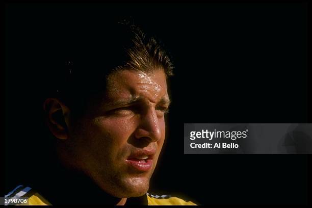Tony Meola of the USA Soccer Team stands on the field during a USA Soccer Practice in Mission Viejo, California. Mandatory Credit: Al Bello /Allsport