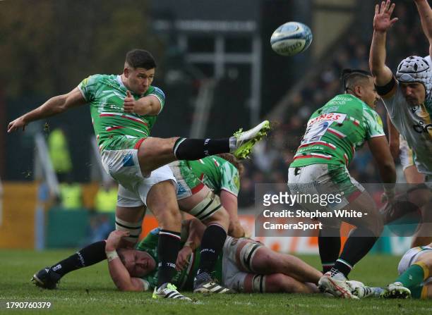 Leicester Tigers' Ben Youngs during the Gallagher Premiership Rugby match between Leicester Tigers and Northampton Saints at Mattioli Woods Welford...