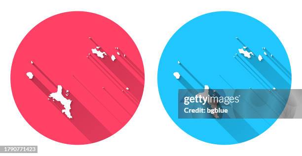 seychelles map. round icon with long shadow on red or blue background - seychelles stock illustrations