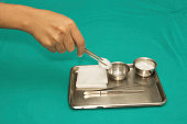 surgical instruments set for debridement wound in a steel tray