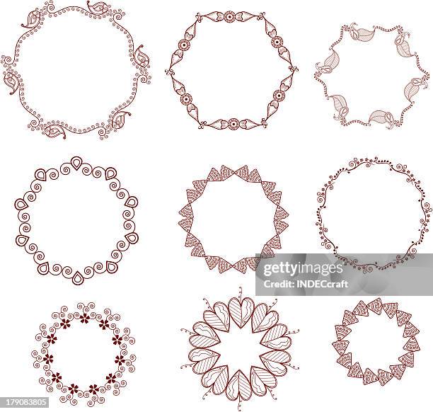 circle frames - henna pattern stock illustrations