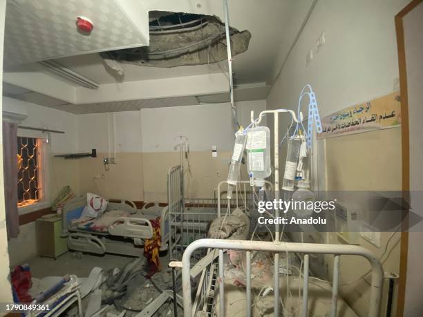 An interior view of destroyed infant intensive care unit of Kamal Adwan Hospital after targeting by Israeli army in Beit Lahia, Gaza on November 19,...