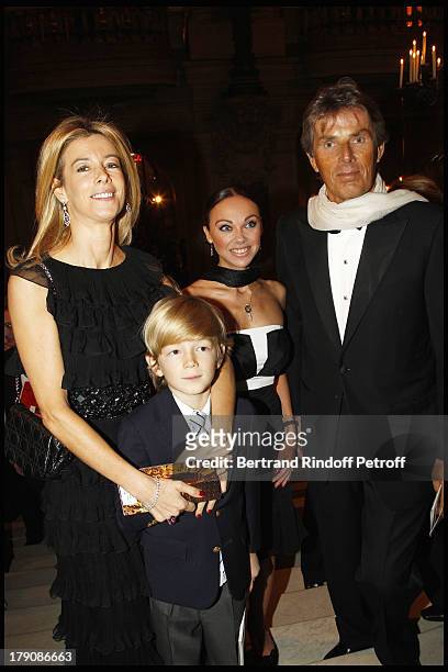 Madame Brice Hortefeux and child Amaury, Dominique Desseigne and Alexandra Cardinale at The Gala Evening Celebrating The 35th Anniversary Of L'Arop...