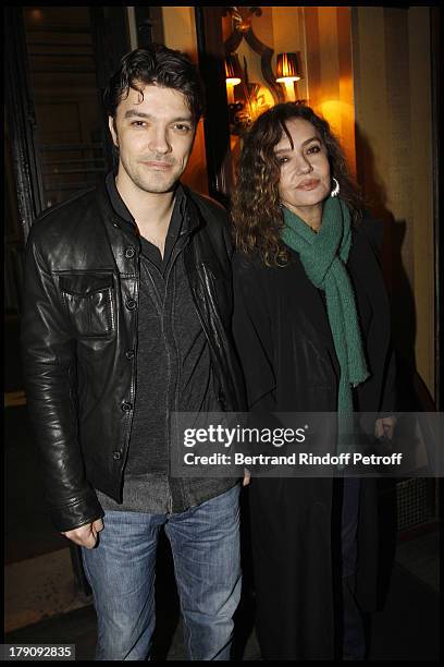 Caroline Cellier and son Nicolas Poiret at The 60th Birthday Celebration Of Dominique Segall At Mathys Restaurant In Paris.