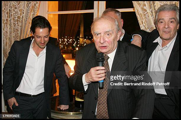 Jean Bernard Grenie, Frederic Dieffenthal, Claude Chabrol and Pierre Arditi at Dinner For The Fourth Edition Of "Des Trois Coups De L'Angelus".