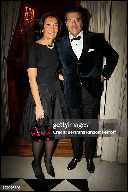 Bruno Cromback and wife Agnes at The Traditional Christmas Dinner Held At The British Embassy In Paris.