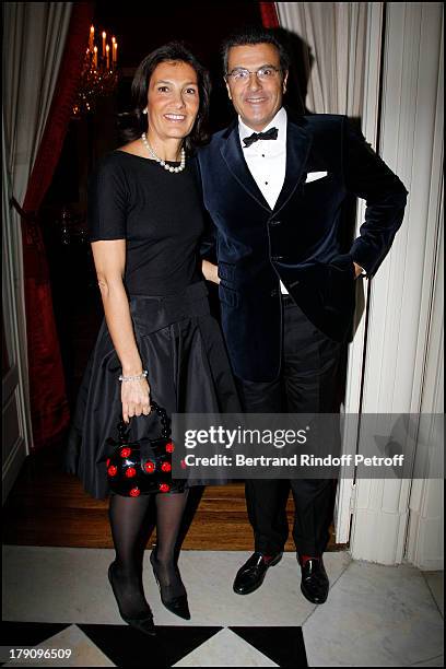 Bruno Cromback and wife Agnes at The Traditional Christmas Dinner Held At The British Embassy In Paris.