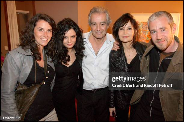 Pierre Arditi, son Frederic, Salome Lelouch and Eveline Bouix at "L'Eloignement" By Loleh Bellon At Theatre Edouard VII.