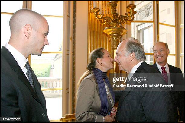 Rahim Aga Kahn, Princess Zahra Aga Khan, uncle Prince Amyn Aga Khan and father Prince Karim Aga Khan at Christine Albanel Presents The "Grand Patron"...