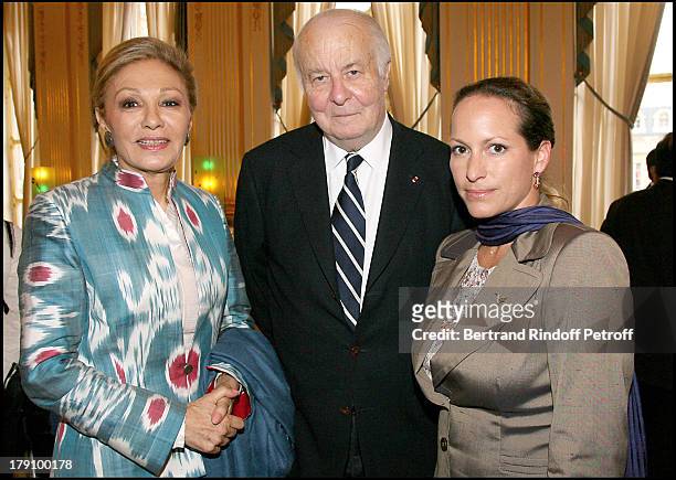 Empress Farah Pahlavi, Arnaud D'Hauterives and Princess Zahra Aga Khan at Christine Albanel Presents The "Grand Patron" And "Grand Donor" Award To...