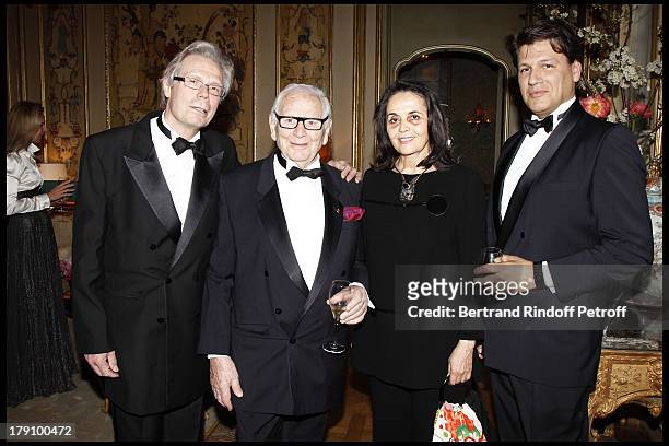 Pierre Cardin in between his niece Christine and his nephews Eric Edwards and Rodrigo at The Gala Dinner At The Italian Embassy In Paris In Aid Of...