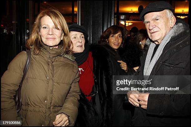 Nicole Garcia, Milan Kundera and wife Vera at The 20th Anniversary Of La Regle Du Jeu Celebrated At The Cafe De Flore In Paris .