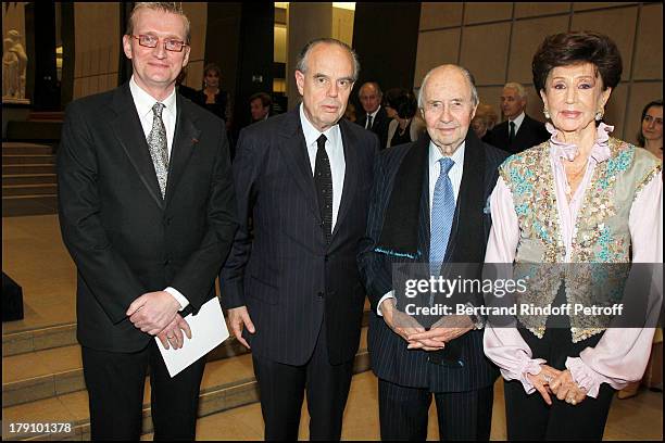 Guy Cogeval, Frederic Mitterrand, Comte Edouard De Ribes and wife Comtesse Jacqueline De Ribes at The Private View Of The Exhibition Manet, Inventor...