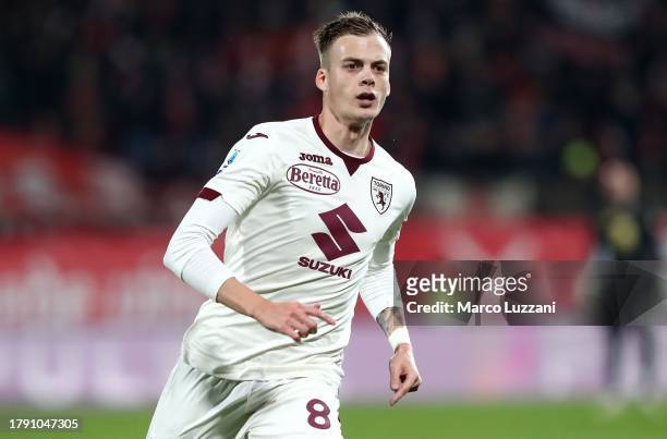Ivan Ilic of Torino FC looks on during the Serie A TIM match between AC Monza and Torino FC at U-Power Stadium on November 11, 2023 in Monza, Italy.