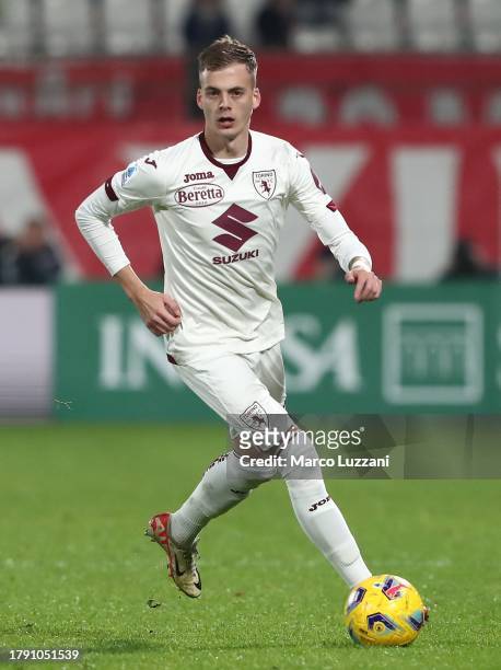 Ivan Ilic of Torino FC in action during the Serie A TIM match between AC Monza and Torino FC at U-Power Stadium on November 11, 2023 in Monza, Italy.