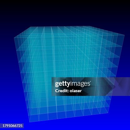 3D wireframe cuboid on a blue gradient background, highlighting depth and perspective. 3D wireframe cuboid on a blue gradient background, highlighting depth and perspective.