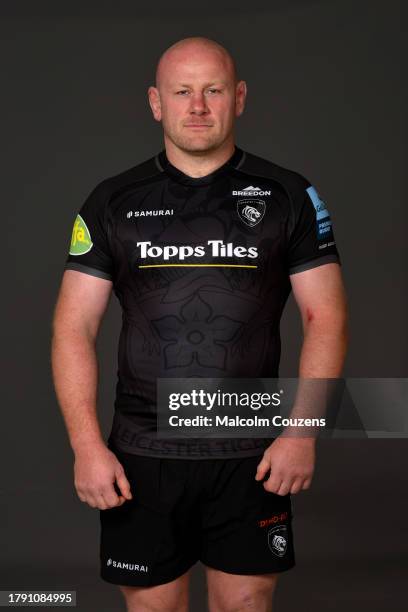 Dan Cole of Leicester Tigers poses for a portrait during the squad photocall for the 2023-2024 Gallagher Premiership Rugby season at Mattioli Woods...