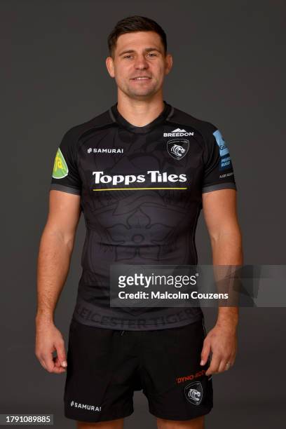Ben Youngs of Leicester Tigers poses for a portrait during the squad photocall for the 2023-2024 Gallagher Premiership Rugby season at Mattioli Woods...