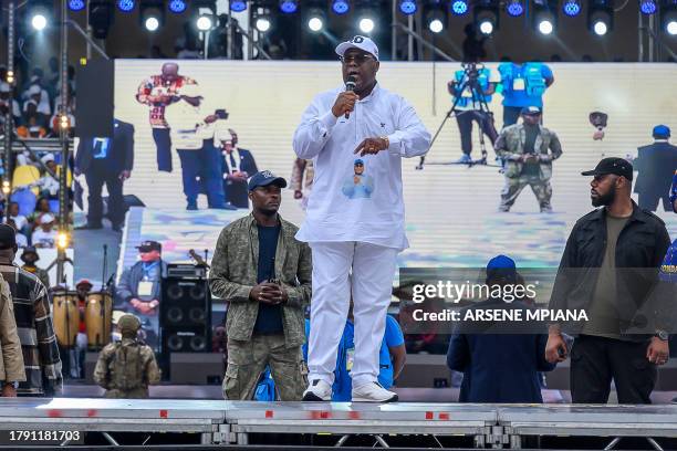 Incumbent President of the Democratic Republic of the Congo and presidential candidate Felix Tshisekedi of the Union for Democracy and Social...