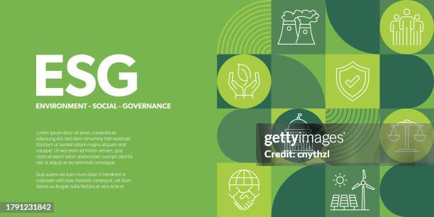 stockillustraties, clipart, cartoons en iconen met esg - environmental, social, and governance concept web banner - maatschappelijk verantwoord ondernemen