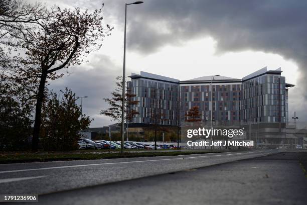 General view of the Queen Elizabeth University Hospital on November 13, 2023 in Glasgow, Scotland. NHS Greater Glasgow and Clyde is Scotland's...