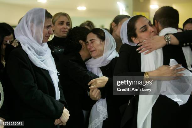 Family and friends grieve for Israeli-Druze soldier, Major Jamal Abbas, who was killed in the Gaza Strip, during his funeral on November 19, 2023 in...