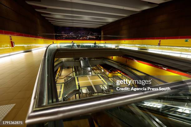 General view of the access to the newly Ecuadors' Metro during test day prior it's inaguration on November 19, 2023 in Quito, Ecuador.