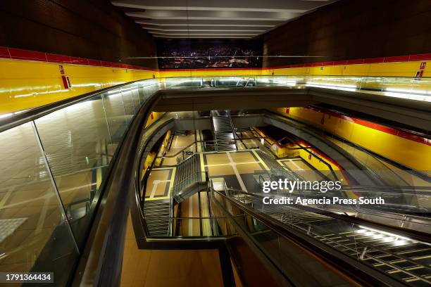 General view of the access to the newly Ecuadors' Metro during test day prior it's inaguration on November 19, 2023 in Quito, Ecuador.