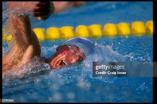 Matthew Cornue swims during the Janet Evans Invitational at USC in Los Angeles, California. Mandatory Credit: Craig Jones /Allsport