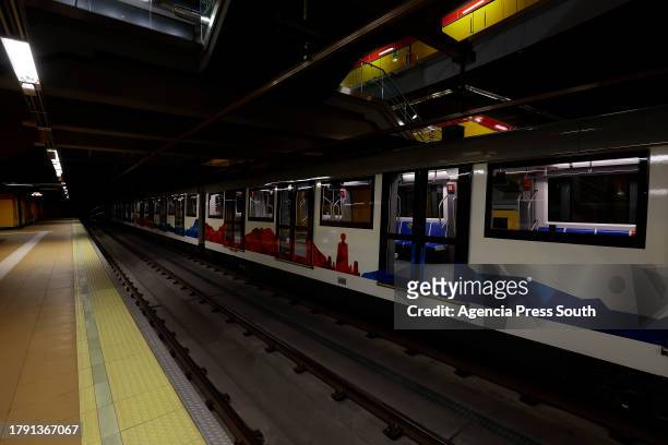 The Quito's Metro carries out test travels prior to the inauguration on November 19, 2023 in Quito, Ecuador.