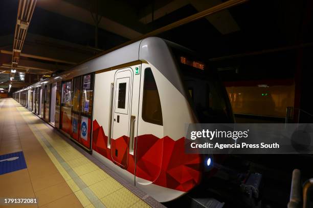 The Quito's Metro carries out test travels prior to the inauguration on November 19, 2023 in Quito, Ecuador.