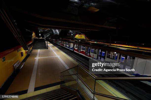 The Quito's Metro carries out test travels prior to the inauguration on November 19, 2023 in Quito, Ecuador.