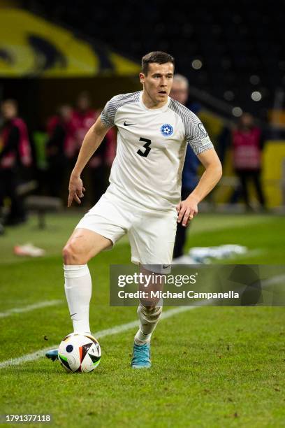 Estonia's Artur Pikk during the UEFA EURO 2024 European qualifier match between Sweden and Estonia at Friends Arena on November 19, 2023 in Solna,...