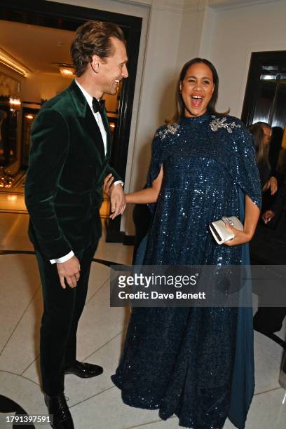 Tom Hiddleston and Zawe Ashton attend The 67th Evening Standard Theatre Awards at Claridge's Hotel on November 19, 2023 in London, England.