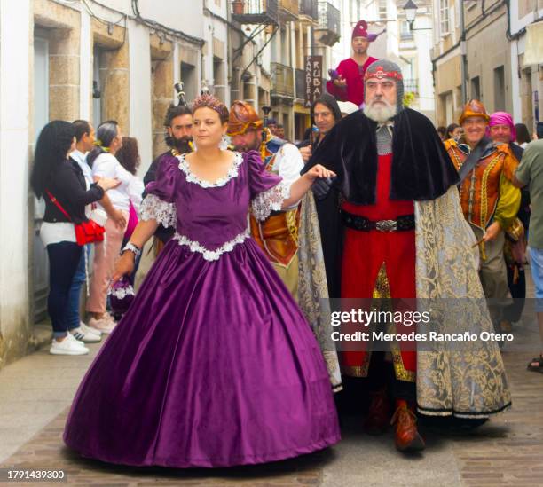 medieval festival historical reenactment king and queen characters. - historical reenactment stock pictures, royalty-free photos & images