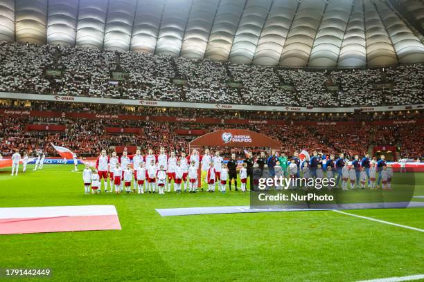 Poland and Czechia teams during football game : Poland vs Czechia on National Stadium in Warsaw, Poland, on November 17, 2023.