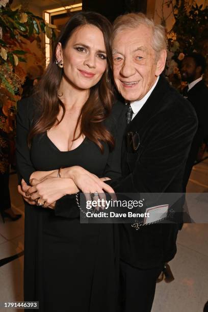 Hayley Atwell and Sir Ian McKellen attend The 67th Evening Standard Theatre Awards at Claridge's Hotel on November 19, 2023 in London, England.