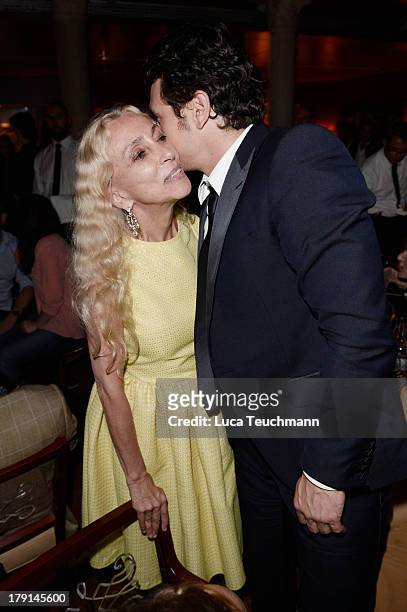 Franca Sozzani and James Franco attend Bungalow 8 & James Franco Venice Film Festival Premiere Party for Child of God and Palo Alto during the 70th...