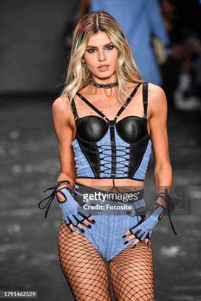 Camila de Queiroz Toledo walks the runway during the Bold Strap fashion show as part of the Sao Paulo Fashion Week N56 on November 12, 2023 in Sao...