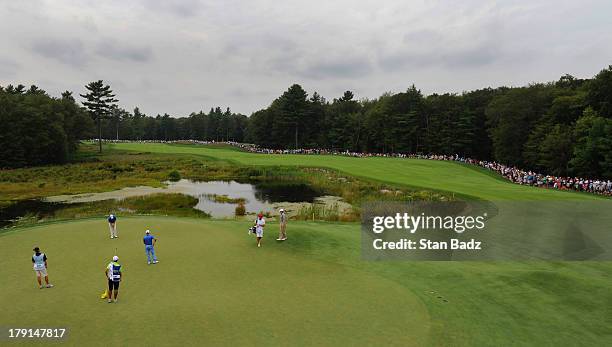 Course scenic shot of the second hole during the second round of the Deutsche Bank Championship at TPC Boston on August 31, 2013 in Norton,...