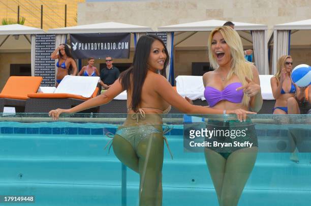 Sister-in-law's model Caya Hefner and television personality/model/DJ Crystal Hefner appear at the Sapphire Pool & Dayclub as Crystal hosts Labor Day...