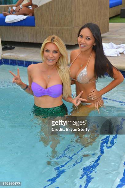 Sister-in-law's television personality/model/DJ Crystal Hefner and model Caya Hefner appear at the Sapphire Pool & Dayclub as Crystal hosts Labor Day...
