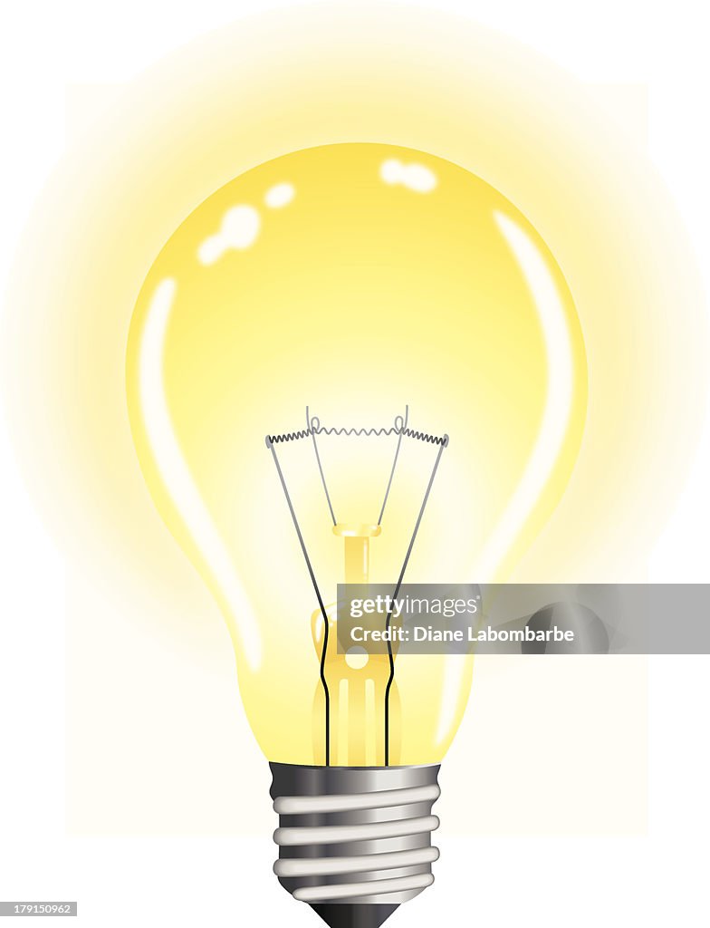 Yellow Light Bulb with Glow