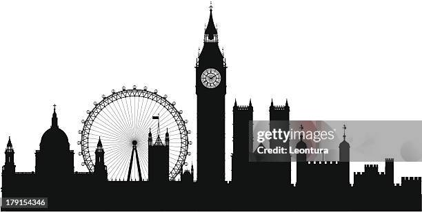 london (alle gebäude ist beweglich und komplett) - big ben black and white stock-grafiken, -clipart, -cartoons und -symbole